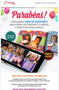 E-mail marketing de aniversário da Nicephotos